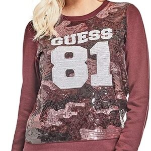 New GUESS Eartha Sequin Logo Pullover